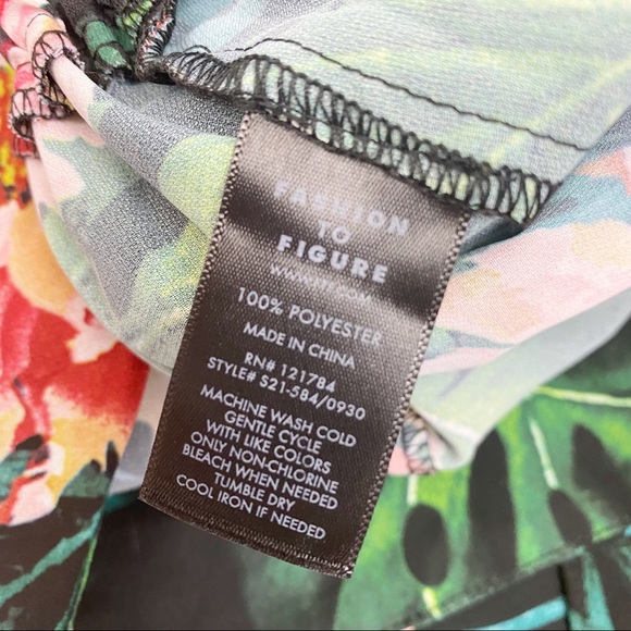 SRV X Fashion To Figure Juana Tie Front Wide Leg Flowy Pants: Tropical Floral - Picture 11 of 12